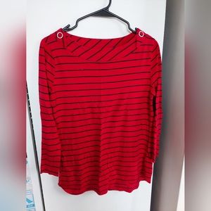 Jones New York Red & Black Striped Shirt-S